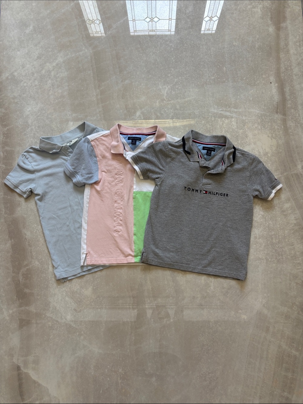 Tommy Hilfiger Kids Light Gray, Pink & Light Green Polo Trio